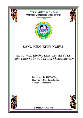 Báo cáo biện pháp Các phương pháp dạy trẻ tự kỷ phát triển ngôn ngữ và khả năng giao tiếp