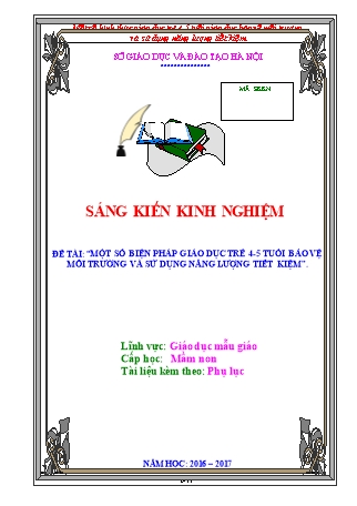 Báo cáo biện pháp Một số biện pháp giáo dục trẻ 4-5 tuổi bảo vệ môi trường và sử dụng năng lượng tiết kiệm