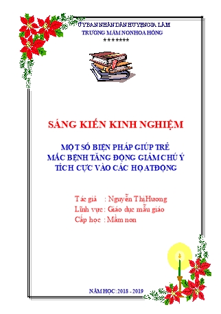 Báo cáo biện pháp Một số biện pháp giúp trẻ mắc bệnh tăng động giảm chú ý tích cực vào các hoạt động