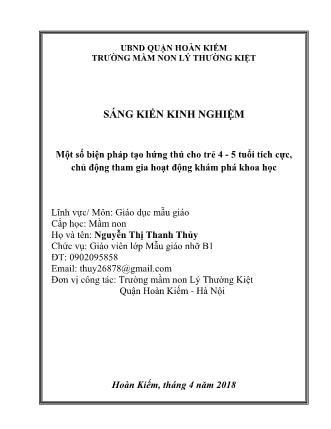 Báo cáo biện pháp Một số biện pháp tạo hứng thú cho trẻ 4 - 5 tuổi tích cực, chủ động tham gia hoạt động khám phá khoa học