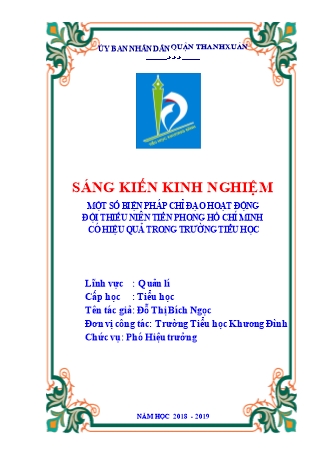 Báo cáo biện pháp Một số biện pháp chỉ đạo hoạt động đội thiếu niên tiền phong Hồ Chí Minh có hiệu quả trong trường tiểu học