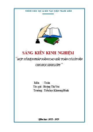 Báo cáo biện pháp Một số biện pháp nâng cao giải toán có lời văn cho học sinh Lớp 1