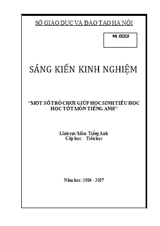 Báo cáo biện pháp Một số trò chơi giúp học sinh tiểu học học tốt môn Tiếng Anh