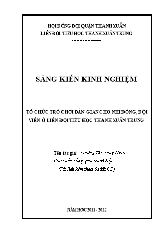 Báo cáo biện pháp Tổ chức trò chơi dân gian cho nhi đồng, đội viên ở liên đội tiểu học Thanh Xuân Trung