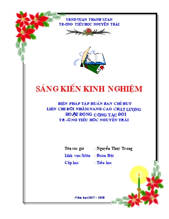 Biện pháp tập huấn ban chỉ huy liên chi đội nhằm nâng cao chất lượng hoạt động công tác đội trường Tiểu học Nguyễn Trãi